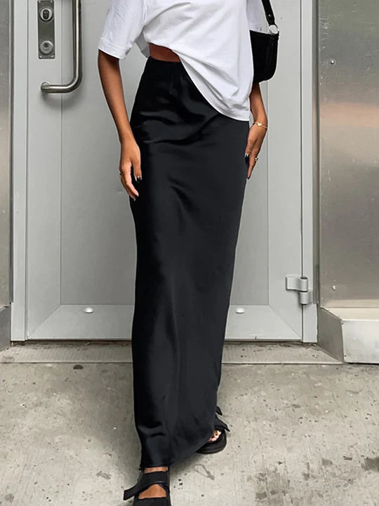 Utility satin maxi skirt