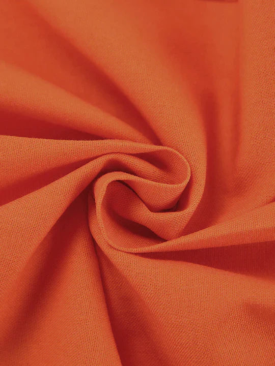 Wide linen-cotton pants in bold orange