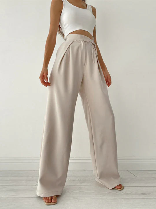 Palazzo pants with tie belt