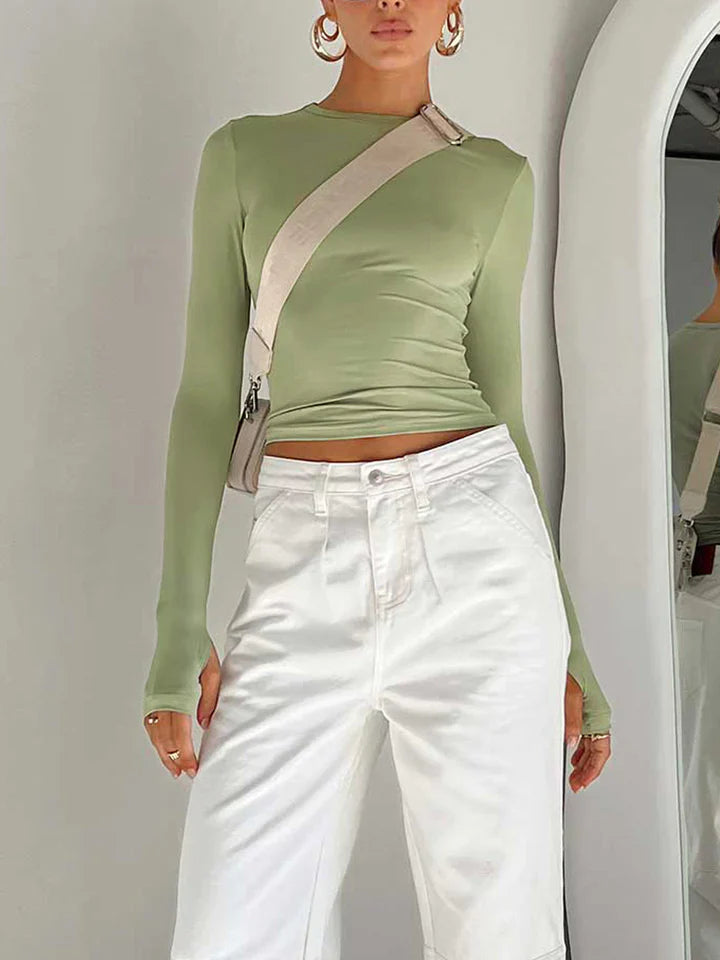 Utility long-sleeve crop top