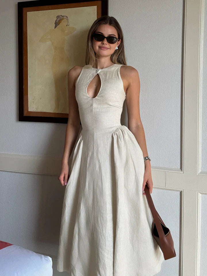 Cotton-linen long dress