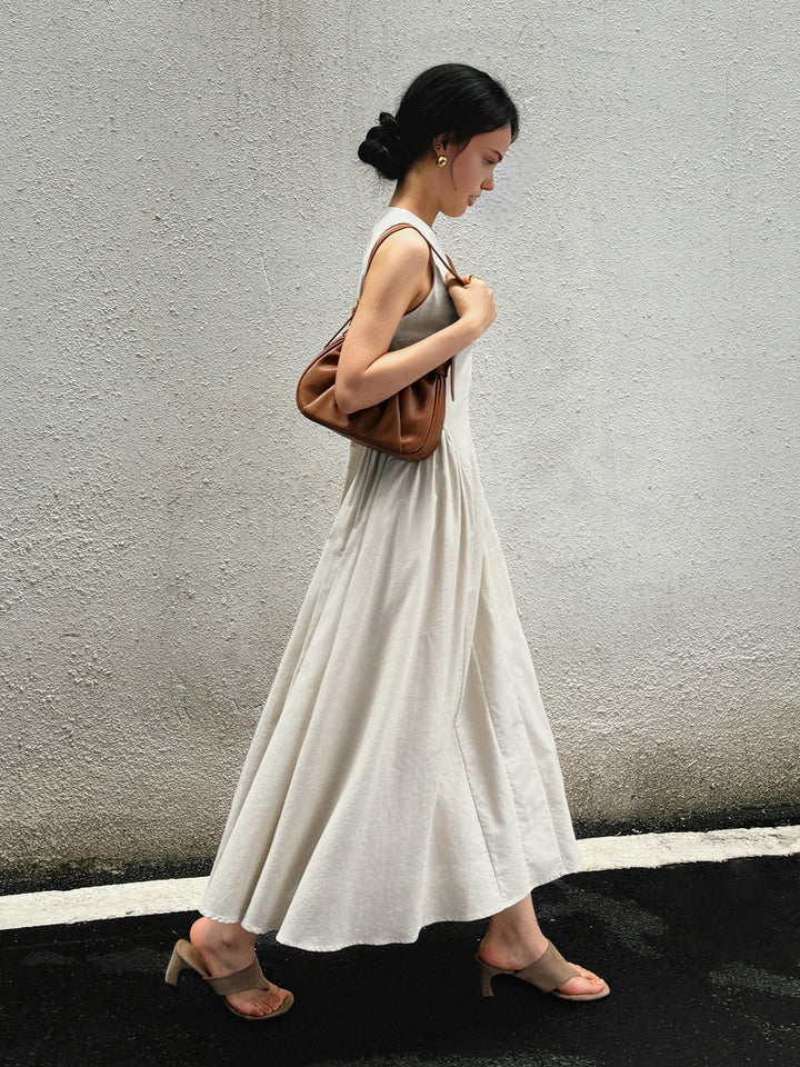 Cotton-linen long dress